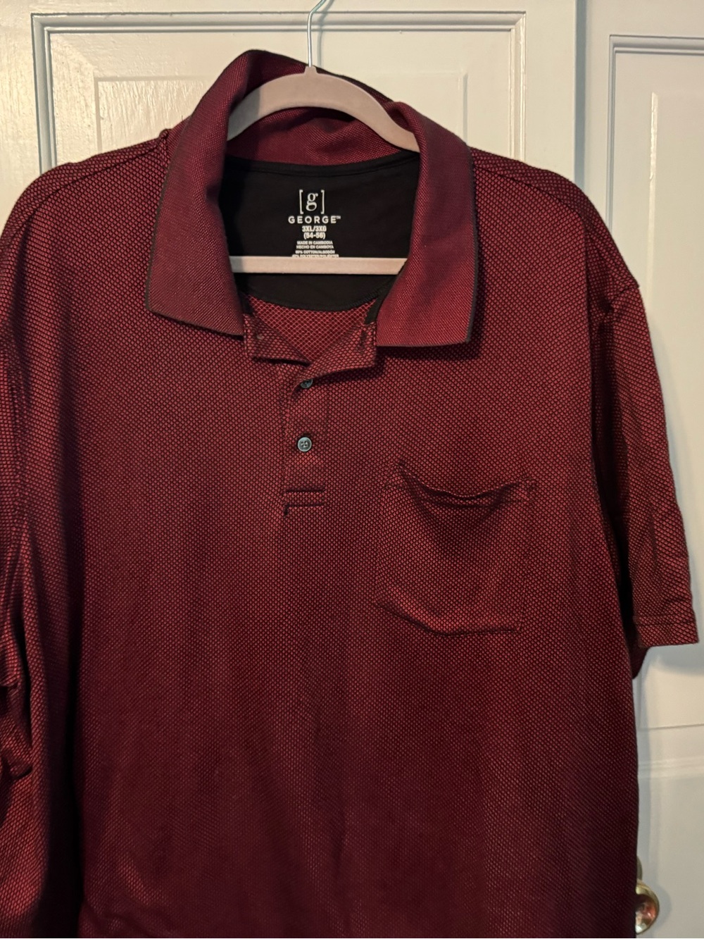 George Maroon Short Sleeve Polo Shirt 2X -slightly textured w/ Pocket. Like New.